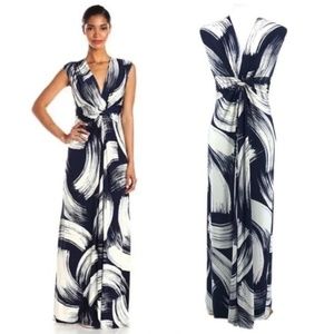 Eliza J. Nordstrom Brushstroke Sleeveless Jersey Maxi Dress Navy White Size 6